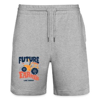 Future Farmer Like Daddy Baby Tractor - Stanley/Stella Trainer Unisex Organic Jogging Shorts - heather grey - Front - Nik (191cm) & Marisol (170cm)
