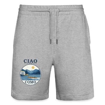 Como See: Villa, Boot und Berglandschaft - Stanley/Stella Unisex Bio Joggingshorts Trainer  - Grau meliert - Vorne - Nik (191cm) & Marisol (170cm)