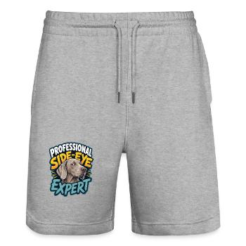 Weimaraner - Stanley/Stella Trainer Unisex Organic Jogging Shorts - heather grey - Front - Nik (191cm) & Marisol (170cm)