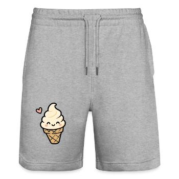 Kawaii Vanilla IceCream Cone - Stanley/Stella Trainer Unisex Organic Jogging Shorts - heather grey - Front - Nik (191cm) & Marisol (170cm)