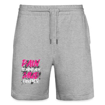 Mud forever Schlammlauf Mud Run Muddy Race - Stanley/Stella Trainer Unisex Organic Jogging Shorts - heather grey - Front - Nik (191cm) & Marisol (170cm)