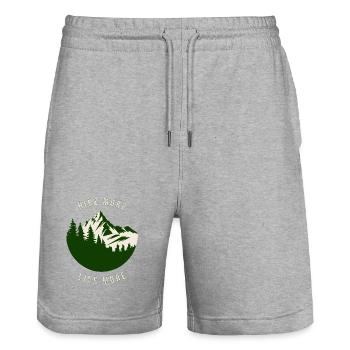 Hike More Live More - Stanley/Stella Trainer Unisex Organic Jogging Shorts - heather grey - Front - Nik (191cm) & Marisol (170cm)