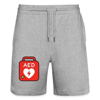 AED-Defibrillator - Stanley/Stella Unisex Bio Joggingshorts Trainer  - Grau meliert - Vorne - Nik (191cm) & Marisol (170cm)