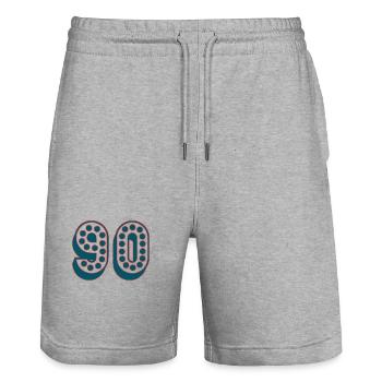 ANNIVERSARY. HAPPY BIRTHDAY. HAPPY BIRTHDAY. - Stanley/Stella Trainer Unisex Organic Jogging Shorts - heather grey - Front - Nik (191cm) & Marisol (170cm)