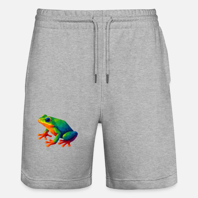 WPAP Style Animals - Tree Frog - Stanley/Stella Trainer Unisex Organic Jogging Shorts - heather grey