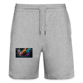 Fumée - Short de jogging bio TRAINER Stanley/Stella unisexe - gris chiné - Devant - Nik (191cm) & Marisol (170cm)