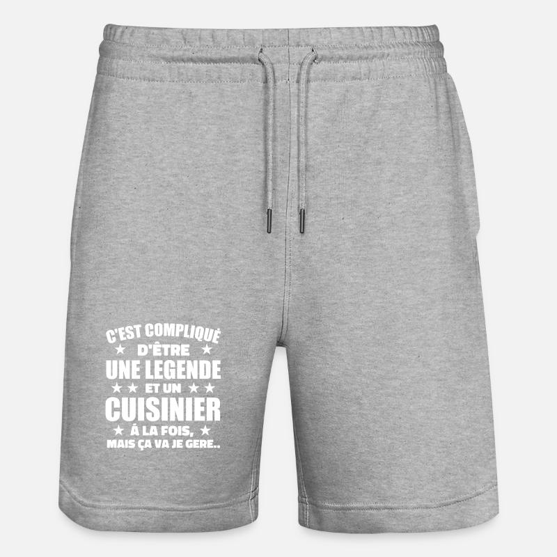Legend & Cook Cook Geschenkidee - Stanley/Stella Unisex Bio Joggingshorts Trainer  - Grau meliert
