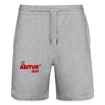Abitur 2024 - Stanley/Stella Unisex Bio Joggingshorts Trainer  - Grau meliert - Vorne - Nik (191cm) & Marisol (170cm)