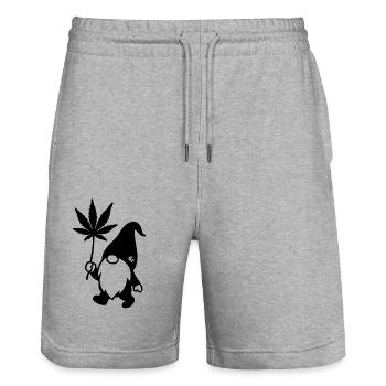 Lustiger Zwerg/Wichtel mit Hanfblatt-Ballon - Stanley/Stella Unisex Bio Joggingshorts Trainer  - Grau meliert - Vorne - Nik (191cm) & Marisol (170cm)