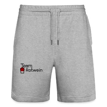 Team Rotwein - Stanley/Stella Unisex Bio Joggingshorts Trainer  - Grau meliert - Vorne - Nik (191cm) & Marisol (170cm)