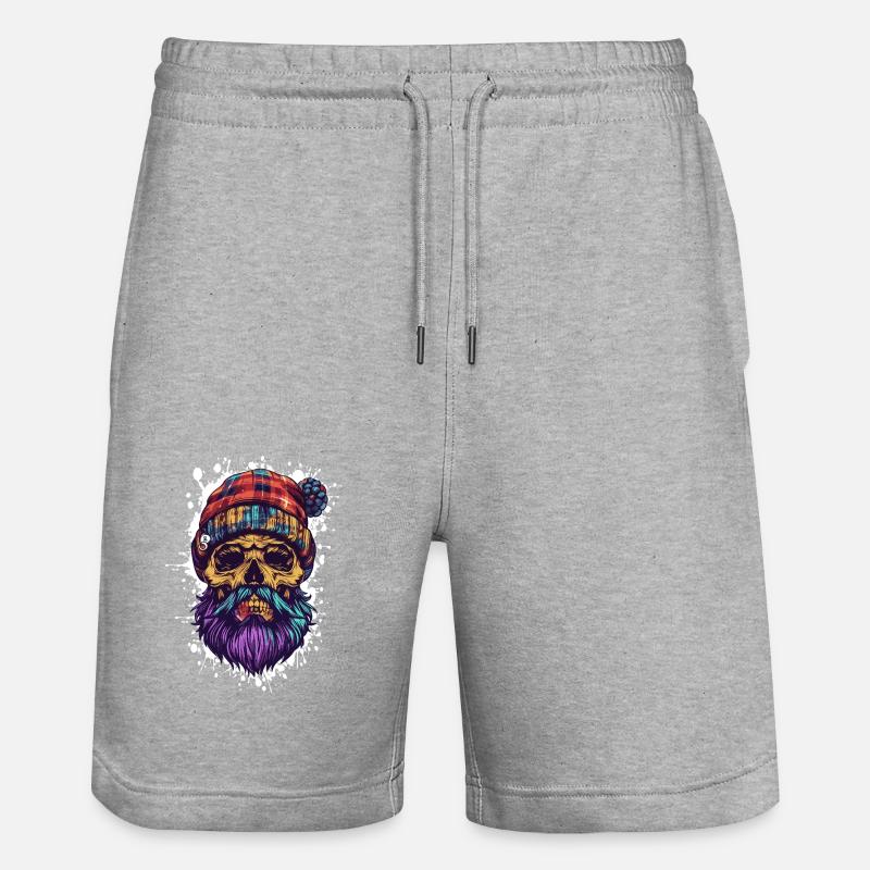 Crâne Bûcheron - Short de jogging bio TRAINER Stanley/Stella unisexe - gris chiné