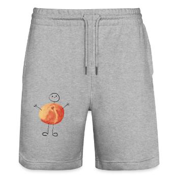Douce petite pêche #peach #sommer - Short de jogging bio TRAINER Stanley/Stella unisexe - gris chiné - Devant - Nik (191cm) & Marisol (170cm)