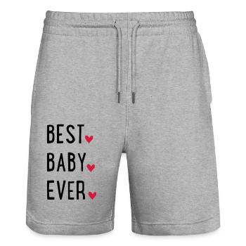 baby - Stanley/Stella Trainer Unisex Organic Jogging Shorts - heather grey - Front - Nik (191cm) & Marisol (170cm)