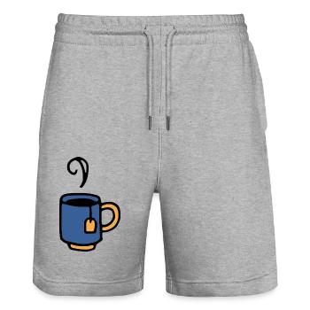 Tasse mit Teebeutel - Stanley/Stella Unisex Bio Joggingshorts Trainer  - Grau meliert - Vorne - Nik (191cm) & Marisol (170cm)