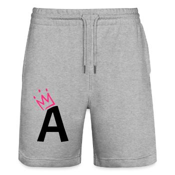 Buchstabe A mit Krone - Stanley/Stella Unisex Bio Joggingshorts Trainer  - Grau meliert - Vorne - Nik (191cm) & Marisol (170cm)