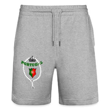 Portugal - Short de jogging bio TRAINER Stanley/Stella unisexe - gris chiné - Devant - Nik (191cm) & Marisol (170cm)