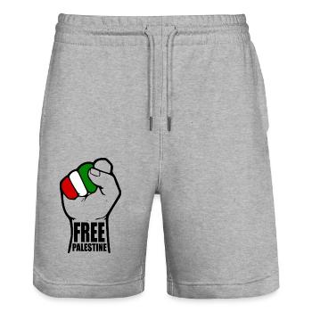 Free palestine - Stanley/Stella Trainer Unisex Organic Jogging Shorts - heather grey - Front - Nik (191cm) & Marisol (170cm)