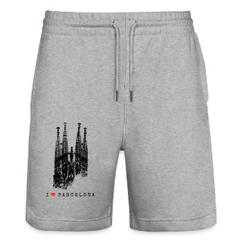 Barcelona Sagrada Familia Spain I Love Barcelona - Stanley/Stella Trainer Unisex Organic Jogging Shorts - heather grey - Front - Nik (191cm) & Marisol (170cm)