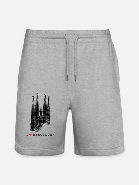 Barcelone Sagrada Familia Espagne J’aime Barcelone - Short de jogging bio TRAINER Stanley/Stella unisexe - gris chiné