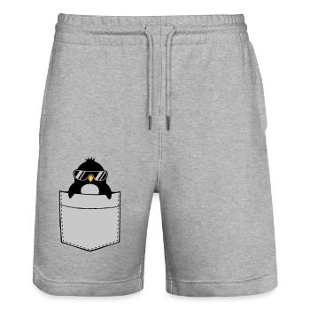 Poche de poitrine de chemise pingouine - Short de jogging bio TRAINER Stanley/Stella unisexe - gris chiné - Devant - Nik (191cm) & Marisol (170cm)