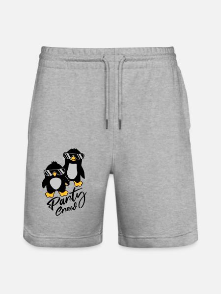 Party Crew Penguin Friends - Stanley/Stella Trainer Unisex Organic Jogging Shorts - heather grey
