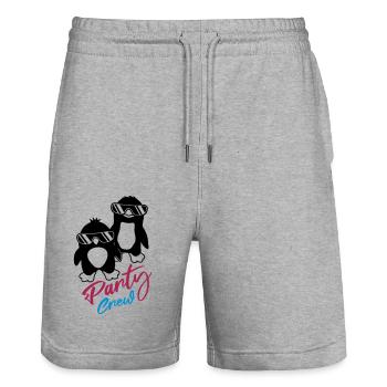 Pinguin Freunde Party Crew - Stanley/Stella Unisex Bio Joggingshorts Trainer  - Grau meliert - Vorne - Nik (191cm) & Marisol (170cm)