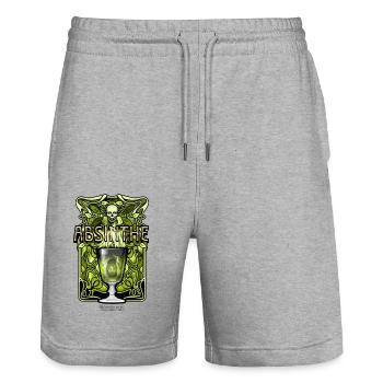 Absinthe - The Green Fairy - Stanley/Stella Trainer Unisex Organic Jogging Shorts - heather grey - Front - Nik (191cm) & Marisol (170cm)