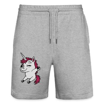 Dabbing Dancing Unicorn Party - Stanley/Stella Trainer Unisex Organic Jogging Shorts - heather grey - Front - Nik (191cm) & Marisol (170cm)