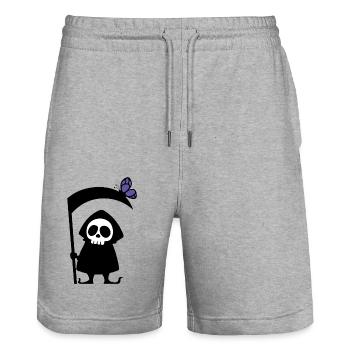 Mignon Mort Faux Scary Crâne Squelette Halloween - Short de jogging bio TRAINER Stanley/Stella unisexe - gris chiné - Devant - Nik (191cm) & Marisol (170cm)