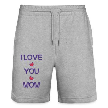 MAMA. MAMA. MUTTERTAG. ALLES GUTE ZUM GEBURTSTAG DER MUTTER - Stanley/Stella Unisex Bio Joggingshorts Trainer  - Grau meliert - Vorne - Nik (191cm) & Marisol (170cm)