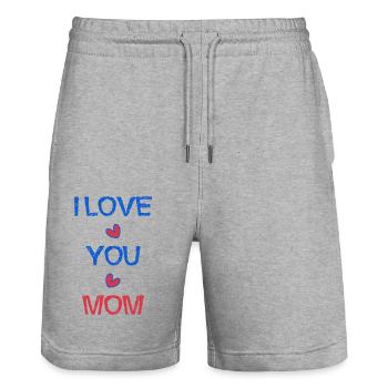 MAMA. MAMA. MUTTERTAG. ALLES GUTE ZUM GEBURTSTAG DER MUTTER - Stanley/Stella Unisex Bio Joggingshorts Trainer  - Grau meliert - Vorne - Nik (191cm) & Marisol (170cm)