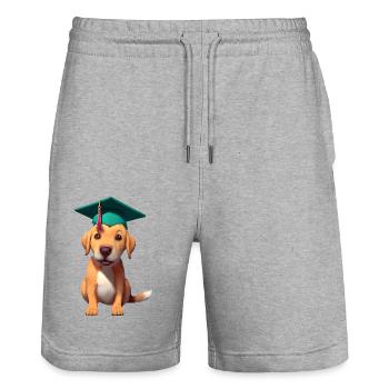 Bachelor Studium Labrador Hunde Schulabschluss - Stanley/Stella Unisex Bio Joggingshorts Trainer  - Grau meliert - Vorne - Nik (191cm) & Marisol (170cm)