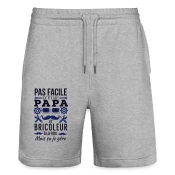 Papa Bricoleur 1 - Short de jogging bio TRAINER Stanley/Stella unisexe - gris chiné - Devant - Nik (191cm) & Marisol (170cm)