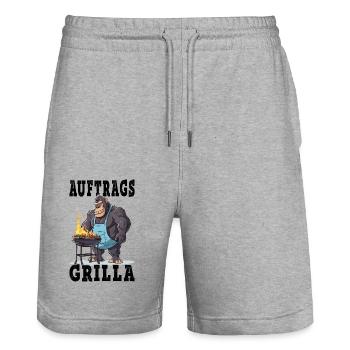 Grillen Grilla Griller Gorilla BBQ Spruch Lustig - Stanley/Stella Unisex Bio Joggingshorts Trainer  - Grau meliert - Vorne - Nik (191cm) & Marisol (170cm)