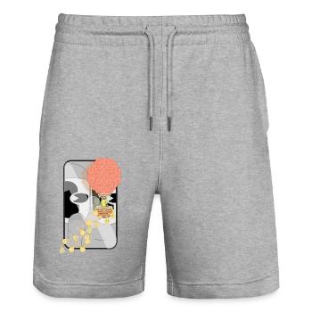 SICH ERHEBEN - Stanley/Stella Unisex Bio Joggingshorts Trainer  - Grau meliert - Vorne - Nik (191cm) & Marisol (170cm)