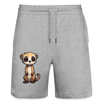 Suricate Kawaii - Short de jogging bio TRAINER Stanley/Stella unisexe - gris chiné - Devant - Nik (191cm) & Marisol (170cm)