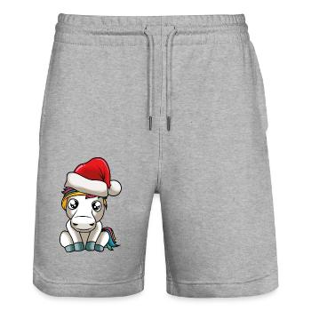 christmas unicorn - Stanley/Stella Unisex Bio Joggingshorts Trainer  - Grau meliert - Vorne - Nik (191cm) & Marisol (170cm)
