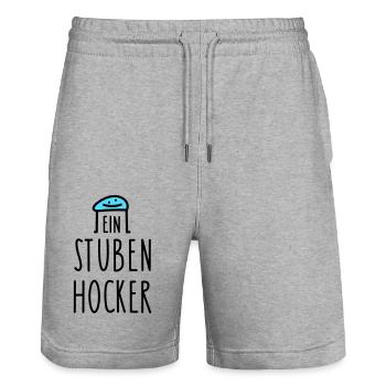 Zuhause Sprüche home office - Stanley/Stella Unisex Bio Joggingshorts Trainer  - Grau meliert - Vorne - Nik (191cm) & Marisol (170cm)