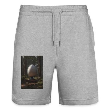 The egg in forest One - Stanley/Stella Trainer Unisex Organic Jogging Shorts - heather grey - Front - Nik (191cm) & Marisol (170cm)