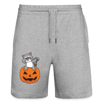 Halloween 2k23 - Waschbär - Stanley/Stella Unisex Bio Joggingshorts Trainer  - Grau meliert - Vorne - Nik (191cm) & Marisol (170cm)