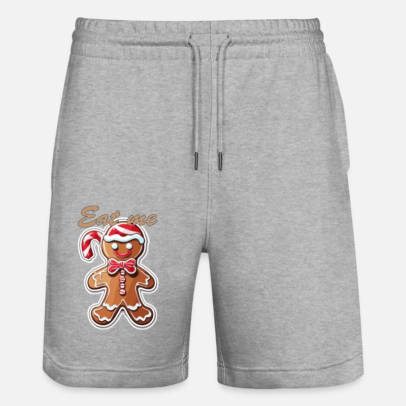 Lebkuchenmann / Weihnachten / Weihnachtsmann - Stanley/Stella Unisex Bio Joggingshorts Trainer  - Grau meliert