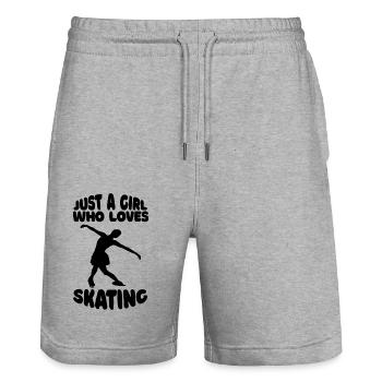 Figure Skating Figure Skating Ice Skating - Stanley/Stella Trainer Unisex Organic Jogging Shorts - heather grey - Front - Nik (191cm) & Marisol (170cm)