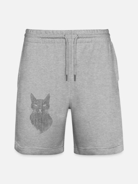 Cat retro art mystical - Stanley/Stella Trainer Unisex Organic Jogging Shorts - heather grey