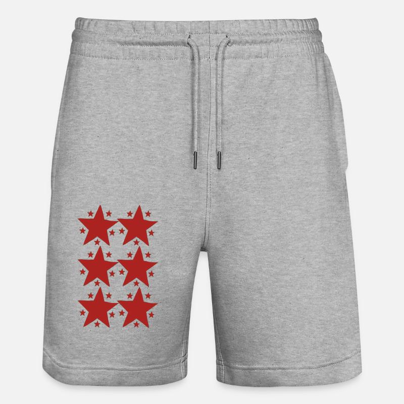 sterne rot - Stanley/Stella Unisex Bio Joggingshorts Trainer  - Grau meliert