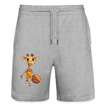 Girafe de basket-ball - Short de jogging bio TRAINER Stanley/Stella unisexe - gris chiné - Devant - Nik (191cm) & Marisol (170cm)