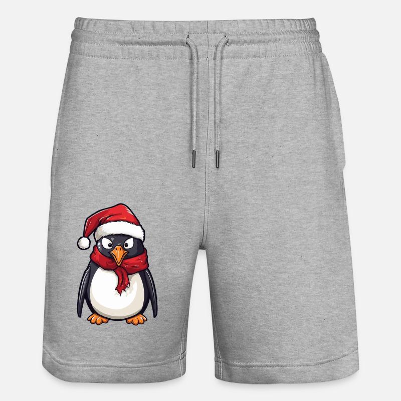 Pingouin Noël Animal Drôle Noël - Short de jogging bio TRAINER Stanley/Stella unisexe - gris chiné