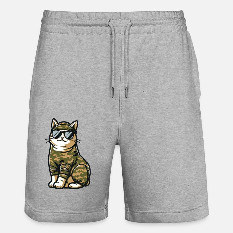 Chat camouflage Militaire - Short de jogging bio TRAINER Stanley/Stella unisexe - gris chiné