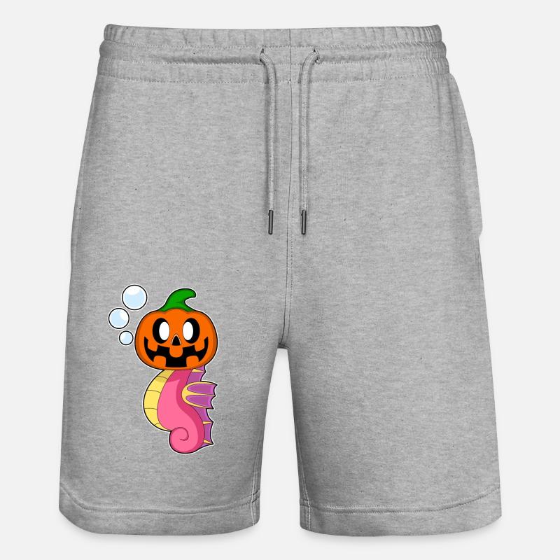 Hippocampe Halloween citrouille - Short de jogging bio TRAINER Stanley/Stella unisexe - gris chiné