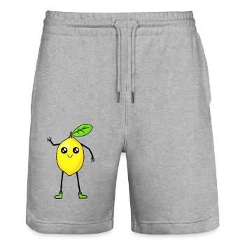 Zitrone Zitronen Frucht Früchte Vitamine - Stanley/Stella Unisex Bio Joggingshorts Trainer  - Grau meliert - Vorne - Nik (191cm) & Marisol (170cm)