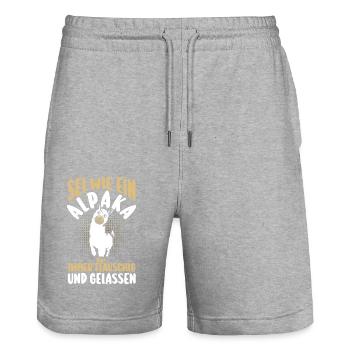 Alpaca - Stanley/Stella Trainer Unisex Organic Jogging Shorts - heather grey - Front - Nik (191cm) & Marisol (170cm)